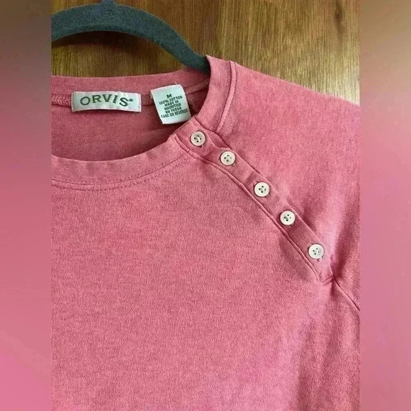 Orvis 100% Cotton Button Detail Pink lightweight sweater M - Picture 4 of 7